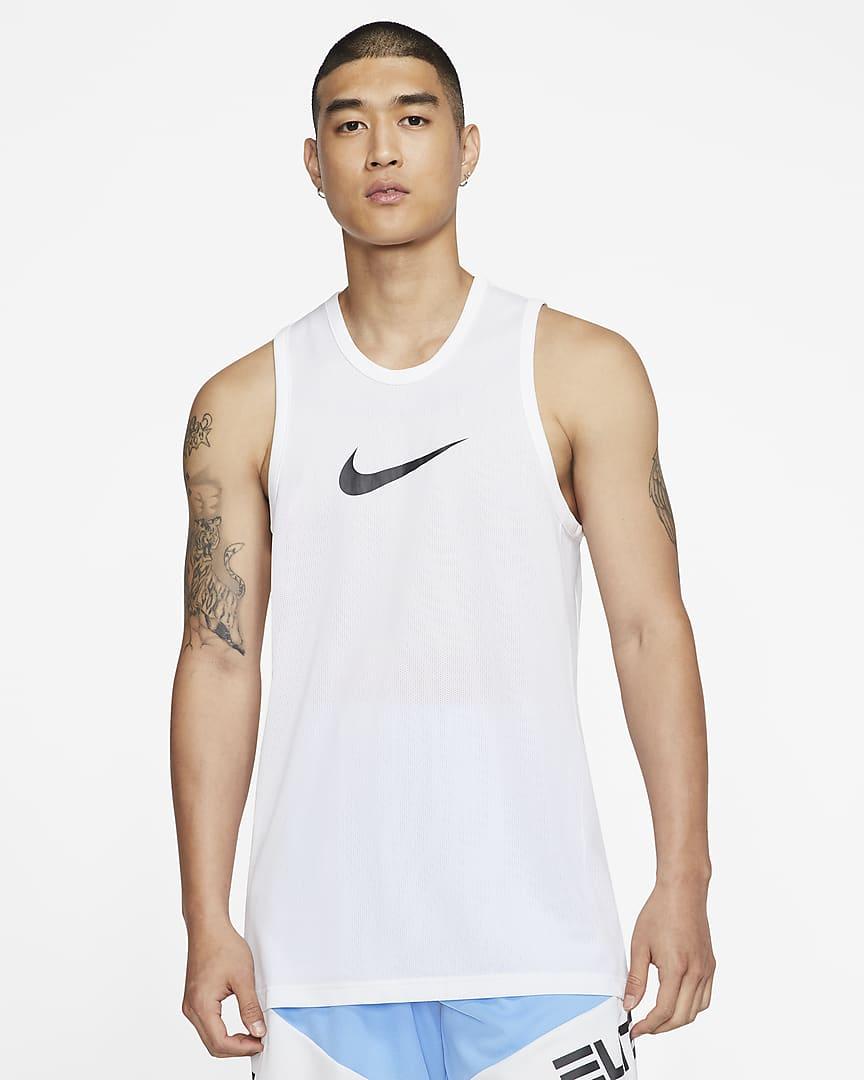 Майка баскетбольна Nike Dri-FIT Men's Basketball Top поліестер біла (BV9387-100)