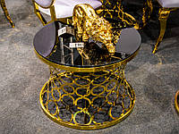 Черный журнальный столик с декоративным золотым основанием c404 outlet