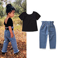 Детский стильный костюм с джинсами для девочки 110 см