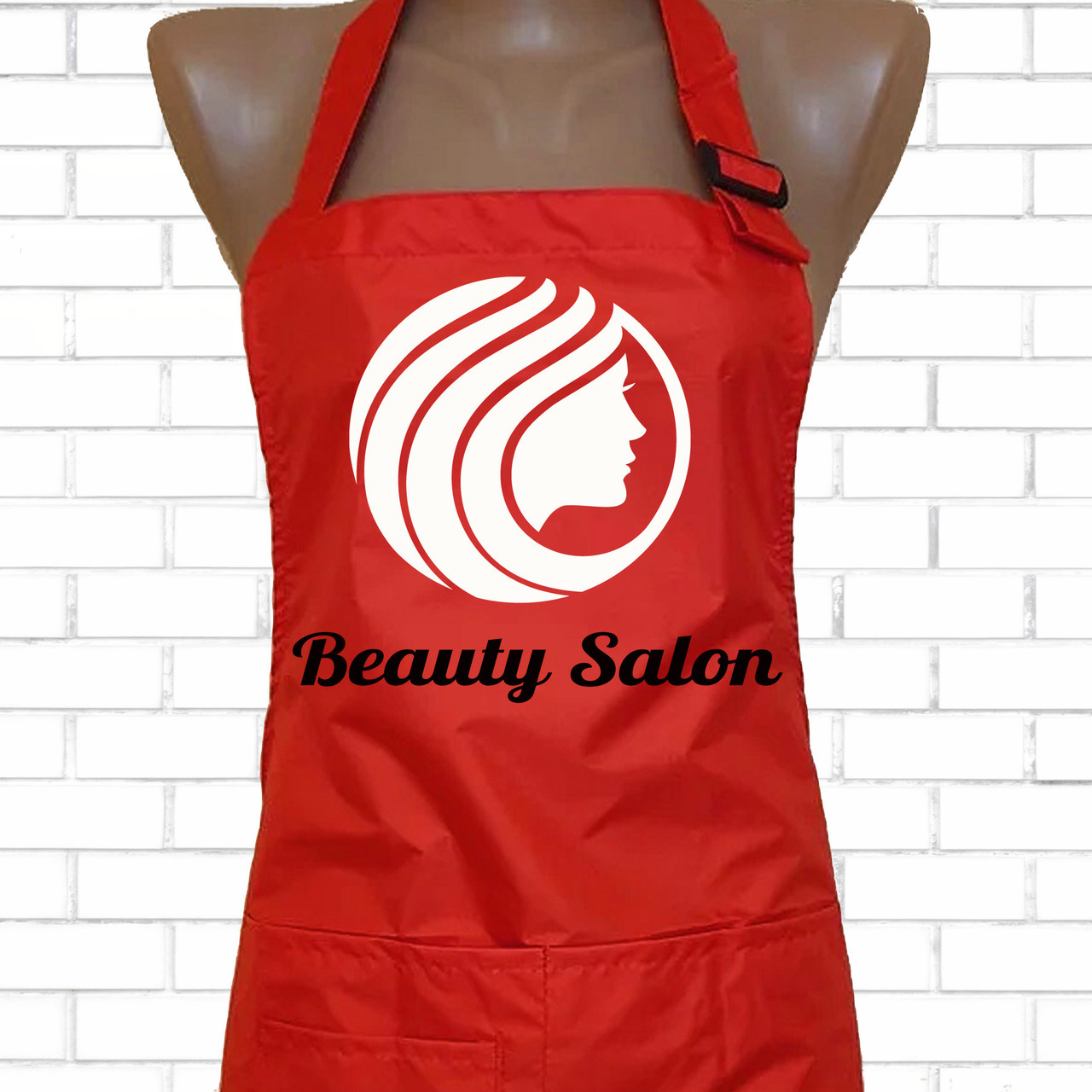 Фартух для перукаря з логотипом "Beauty Salon", червоний, 5719-ф