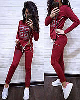 Женский костюм двойка с зауженными штанами и кофтой на молниях (р. 42-50) 11ks1764
