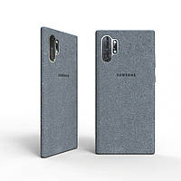 Защитный чехол Алькантара для Samsung Galaxy Note 10 Plus 10+ серый замшевый