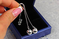 Серьги продевки Xuping Jewelry 5,5 см с шариками 9 мм серебристые