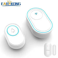 Бездротовий водонепроникний дверний дзвінок Earykong Wi-Fi door bell з датчиком відкриття. Tuya / Smart life