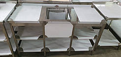 Стіл-мийка 1500х600х850 з 2 полицями та мийкою посередині з неіржавкої сталі