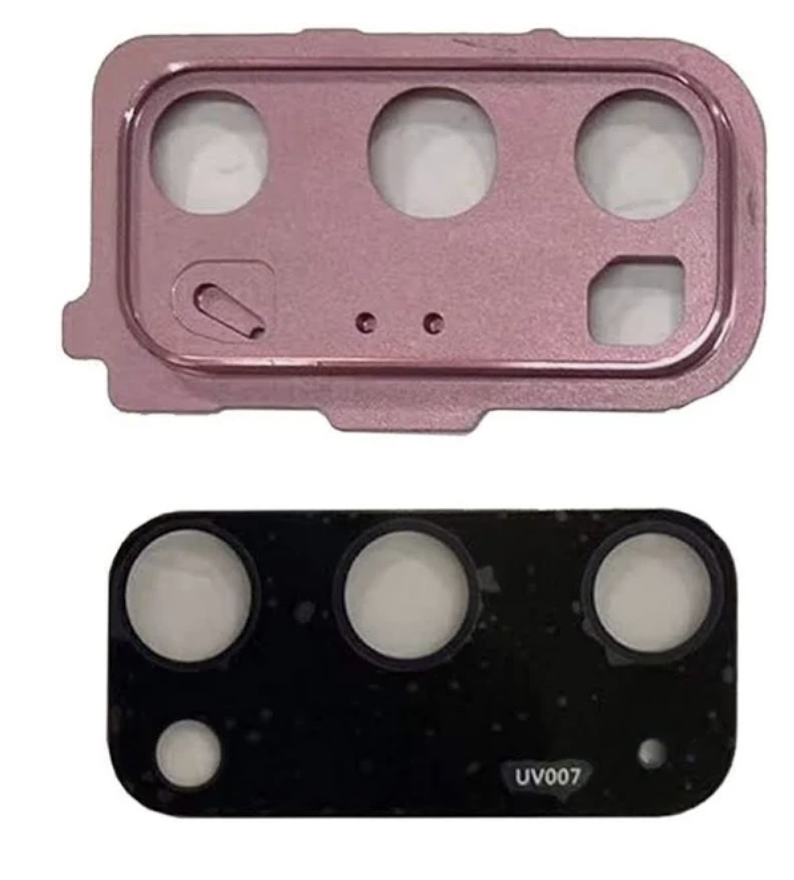 Скло камери для Samsung G980 Galaxy S20, з рамкою , колір рожевий