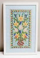 Картина, вишита хрестом  "Весняні квіти", 30х46 см