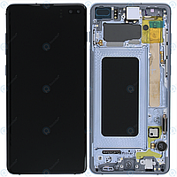 Дисплей для Samsung Galaxy S10 Plus G975, модуль (экран сенсор) с рамкой, синий, оригинал GH82-18849C