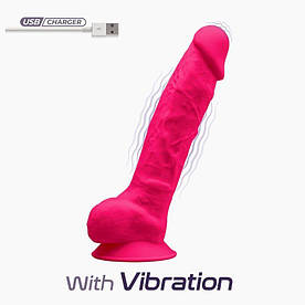 Фалоімітатор з вібрацією SilexD Vetus Vibro Pink (MODEL 1 size 8in), двошаровий, діаметр 4,2 см 777Shop.com.ua