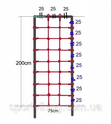 Сітка для лазіння з S-Hook, 0,75*2 м. Червоний