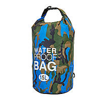 Гермомешок туристический Waterproof Bag 15л TY-6878-15, Оранжевый камуфляж: Gsport Синий