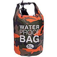 Гермомешок водонепроницаемый Waterproof Bag 5 л TY-6878-5, Оранжевый камуфляж: Gsport