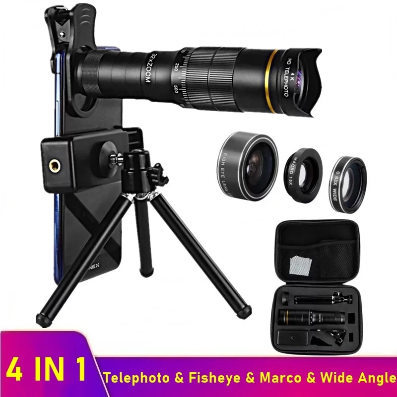 Монокуляр Premium Telephoto Lens 4K HD 22x з кріпленням для телефону, триногою та футляр для зберігання