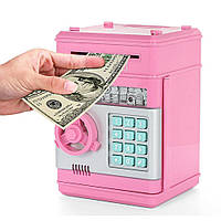Сейф скарбничка NUMBER BANK з кодовим замком і купюроприймачем Pink