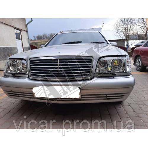 Передние фары с линзой и поворотником Mercedes W140 (1991-1998) - фото 1 - id-p1138827874