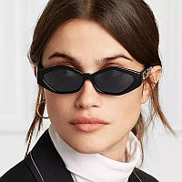 Солнцезащитные женские очки в ретро стиле чёрные
