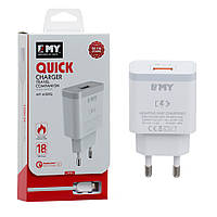 Набор 2 в 1 СЗУ With Type-C Cable 110-240V MY-A301Q, 1 x USB, 18W, Output: DC 3.6-6V/3A  6-9V/2A 9-12V/1.5A,