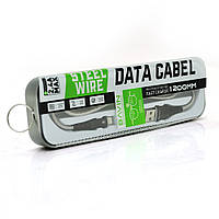 Кабель Bavin CB116, Lightning, 2.4 A, Silver, СУПЕРкрепкий, conector black, довжина 1,2 м, BOX