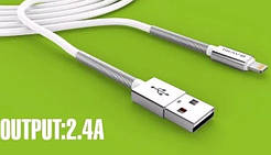 Кабель Bavin CB037 Ex-gratia, Lightning, 2.4A, White, довжина 1 м, BOX