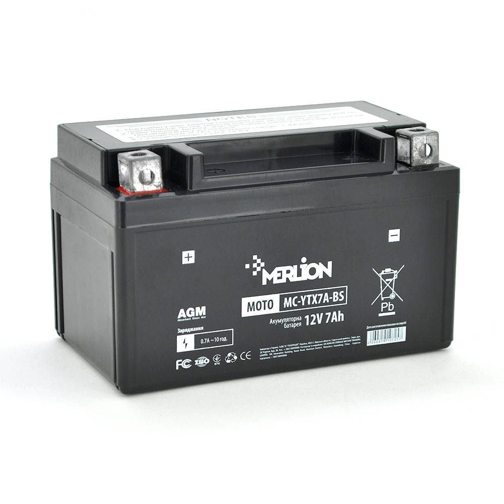 МотоАккумулятор АКБ Merlion MC- YTX7A-BS Black Case 12В 7Ач (152*88*94) Q10, фото 1