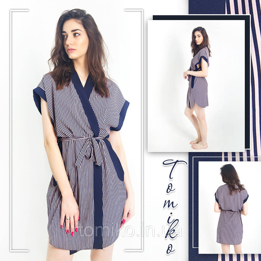 Халат жіночий шовковий кімоно на запах, фото 1