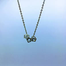 Срібне кольє кубик Куб Циркон Білий Довжина кольє 40 см