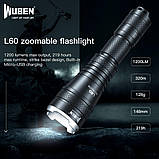 Потужний тактичний ліхтар з зумом WUBEN L60 (1200LM, USB, Cree XP-L2 V6 LED, IP68, Акумулятор 18650*2600mAh), фото 3