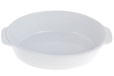 Овальна форма для випікання з ручками 34 см, колір — білий, матеріал — кераміка (319-343), фото 1
