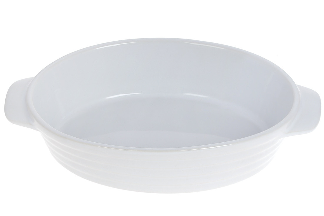 Овальна форма для випікання з ручками 23,8 см, колір — білий, матеріал — кераміка (319-341)