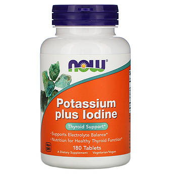 Калій Плюс Йод Now Foods Potassium plus iodine підтримка електролітного балансу 180 таблеток
