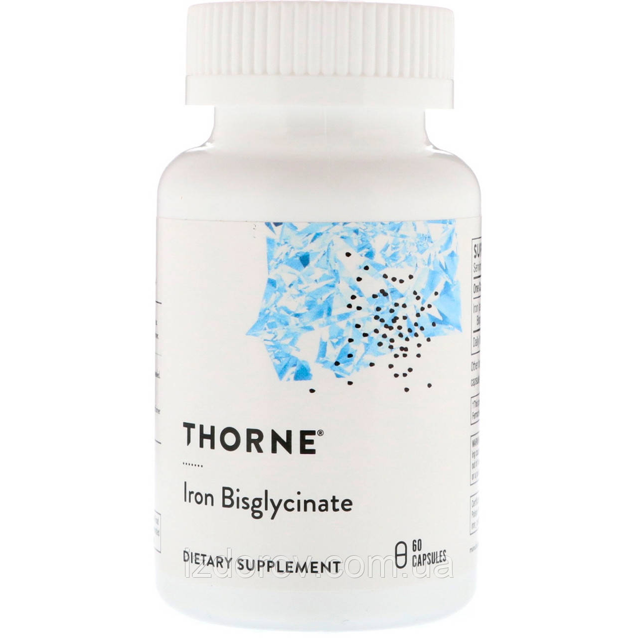 Залізо бісгліцинат 25 мг Thorne Research Iron Bisglycinate підтримує здоров'я крові 60 капсул