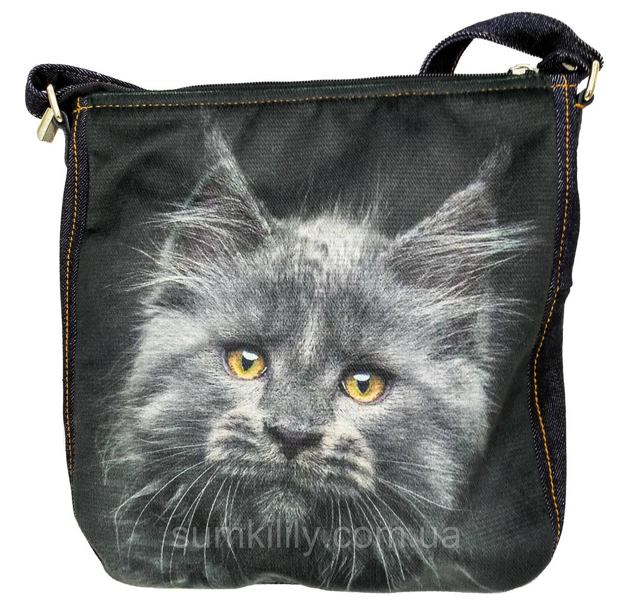 Джинсова сумка з котом МЕЙН КУН, фото 1