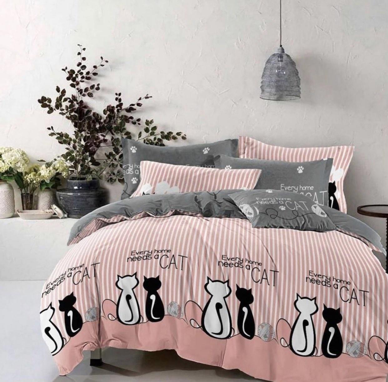 Сімейна постільна білизна бязь голд - Чорний білий кіт