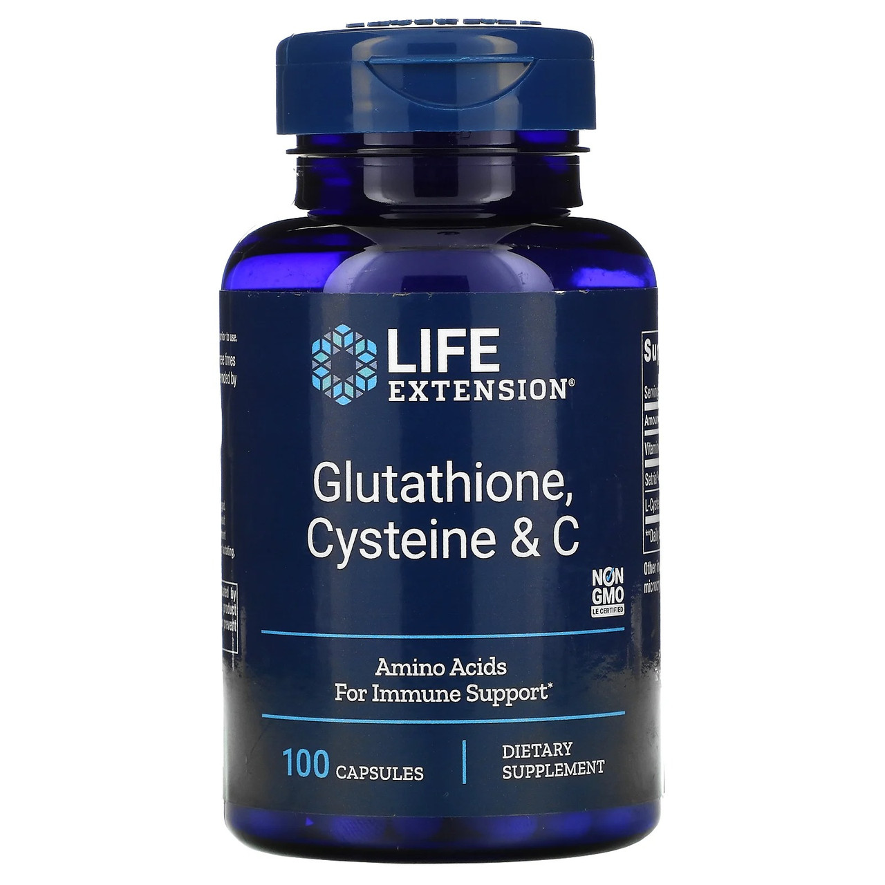 Life Extension, Глутатіон, Цистеїн і Вітамін С, Glutathione, Cysteine & C, 100 капсул