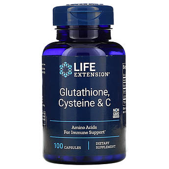 Life Extension, Глутатіон, Цистеїн і Вітамін С, Glutathione, Cysteine & C, 100 капсул