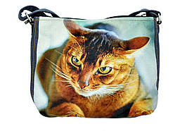 Джинсова сіра сумка з Абіссинським котом
