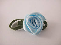 Цветок Роза голубая с листочками 15 мм