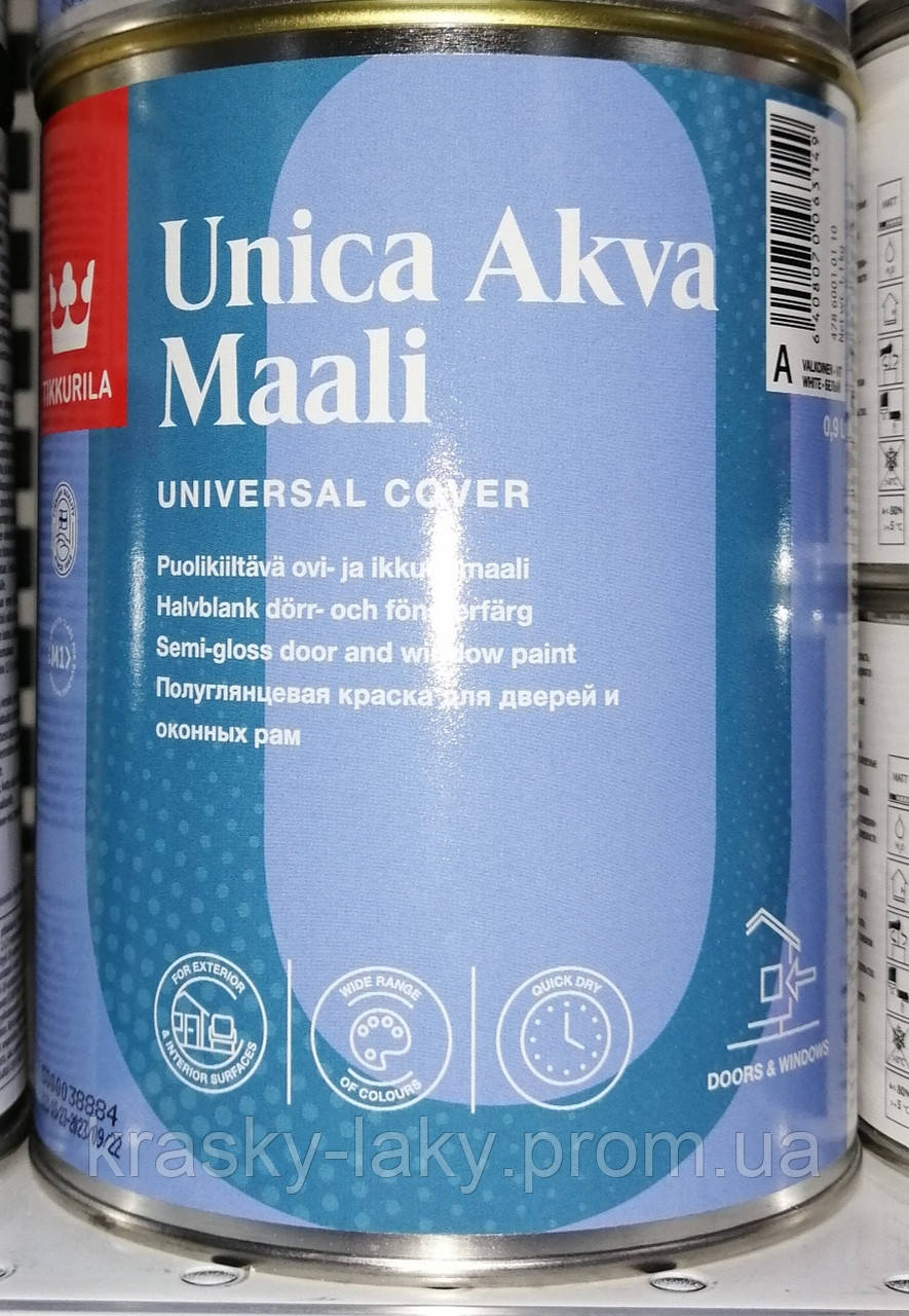 Фарба Unica Akva Tikkurila п/гл Уніка Аква 0,9 л