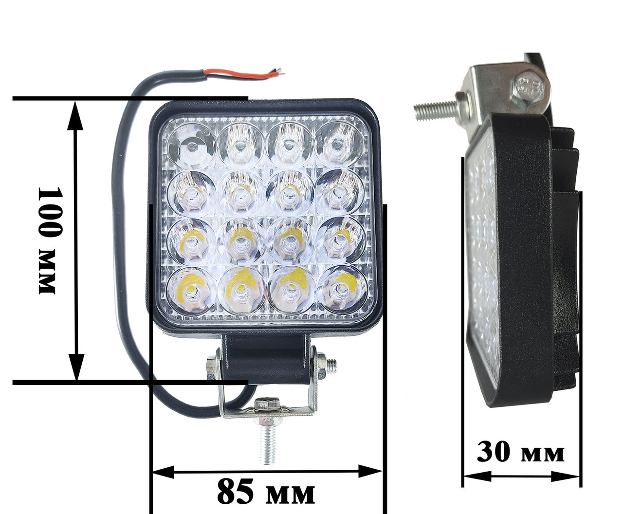 Комплект світлодіодних фар 12-24V 48W 6000K (10х8,5см) LED (лэд) квадратні фари на авто, трактор, мото. - фото 3 - id-p1401553178
