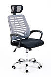 Комп'ютерне крісло Richman Бласт сітчасте сіре з підголовником, фото 2