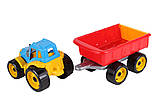 Іграшка машинка пластиковий трактор з причепом ззаду артикул 3442 технок, фото 4