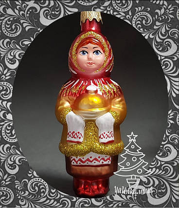 Стеклянная елочная игрушка Девушка с караваем 31-2/с, фото 2