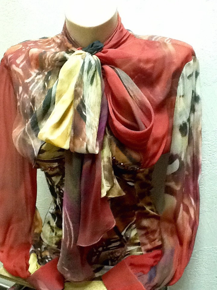 Блуза шовкова жіноча Balizza кольорова з бантом, фото 1