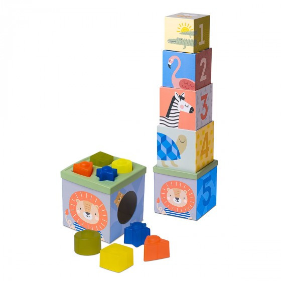 Розвиваючий сортер-пірамідка - Кубики Африка Taf Toys 12725