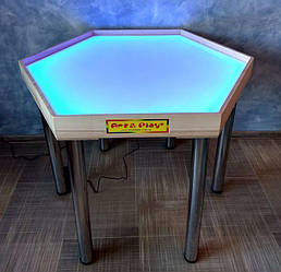 Шестиугольный стол для песочной терапии со светодиодной цветной лентой