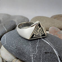 Валькнут кільце, перстень оберег, амулет срібло 925