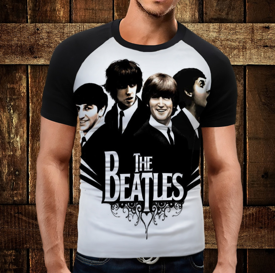 Футболка-реглан с 3D принтом: The Beatles. Бітли. Дорослі і Дитячі розміри