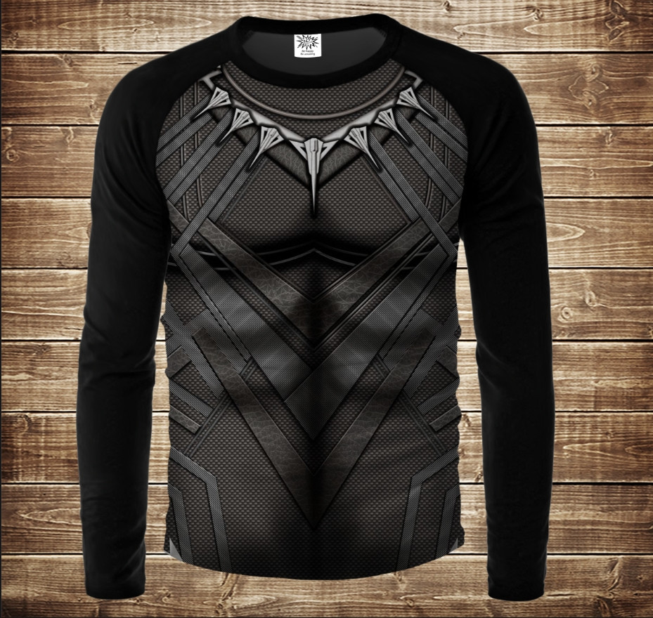 Лонгслив-реглан с 3D принтом: Торс Чорна Пантера Арт. Дорослі і Дитячі розміри ВСІ Розміри, фото 1