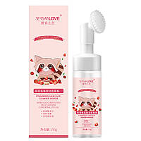 Пенка- мусс с щеточкой для умывания с клубникой Sersanlove Strawberry Amino Acid Cleanser Mousse 150млл