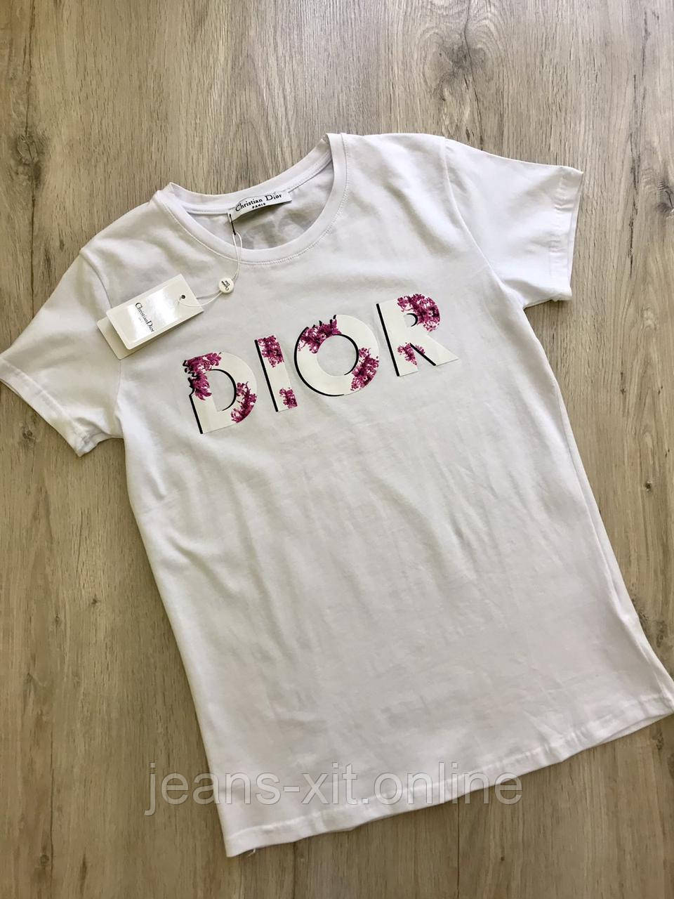 Футболка жіноча L(р) біла 1565-21 Dior Туреччина Літо-D